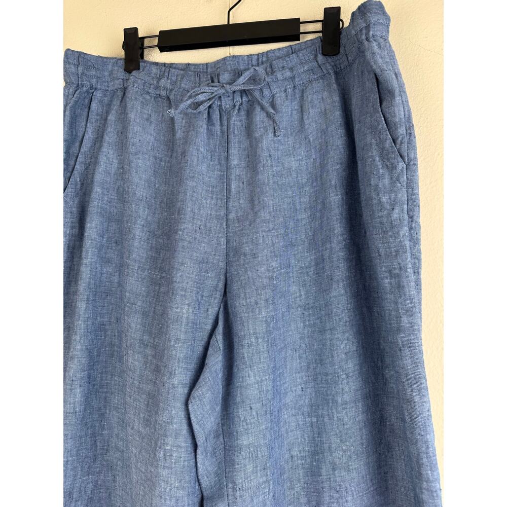 Charter Club 100% Linen Pull On Wide Leg Pants Blue Large - Picture 7 of 13